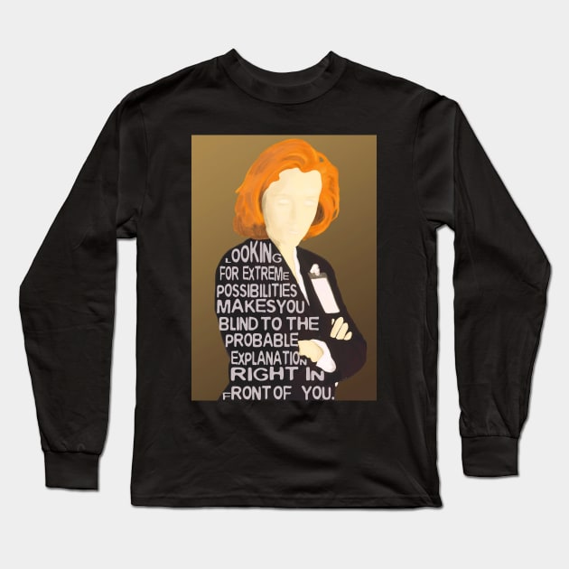 Dana Scully, Skeptic Long Sleeve T-Shirt by Skahfee